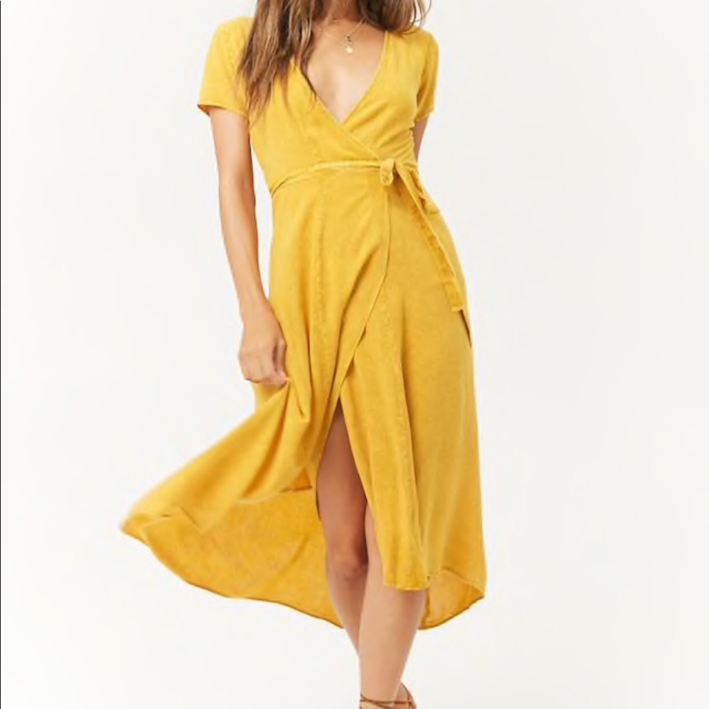 Primi Golden/Mustard Yellow High-Low Tie Dress